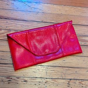 Faux snake skin clutch